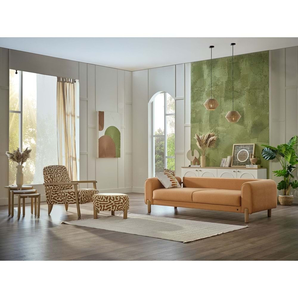 MONDI BOHEMY ÜÇLÜ KOLTUK OLMO HARDAL DÜZ