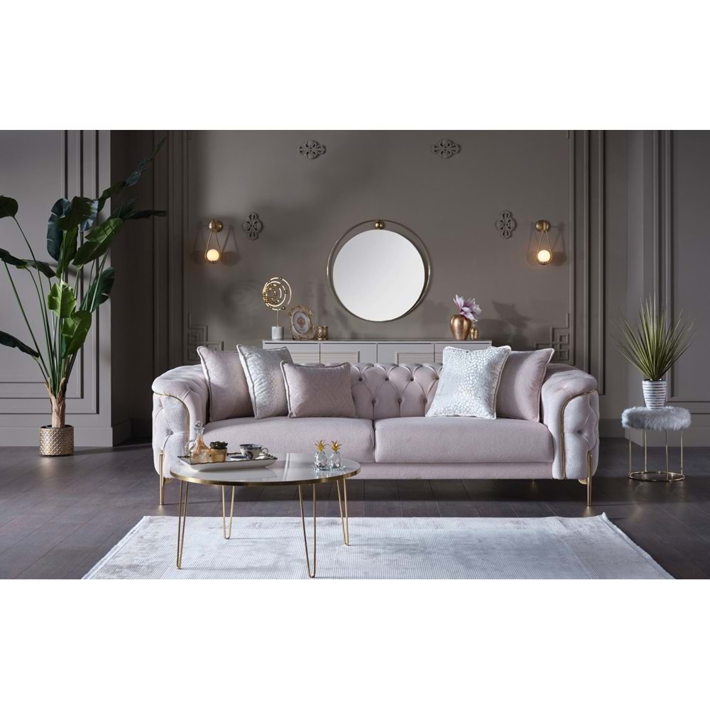 MONDI DOLCE GOLD ÜÇLÜ KOLTUK FRIDA KREM DÜZ