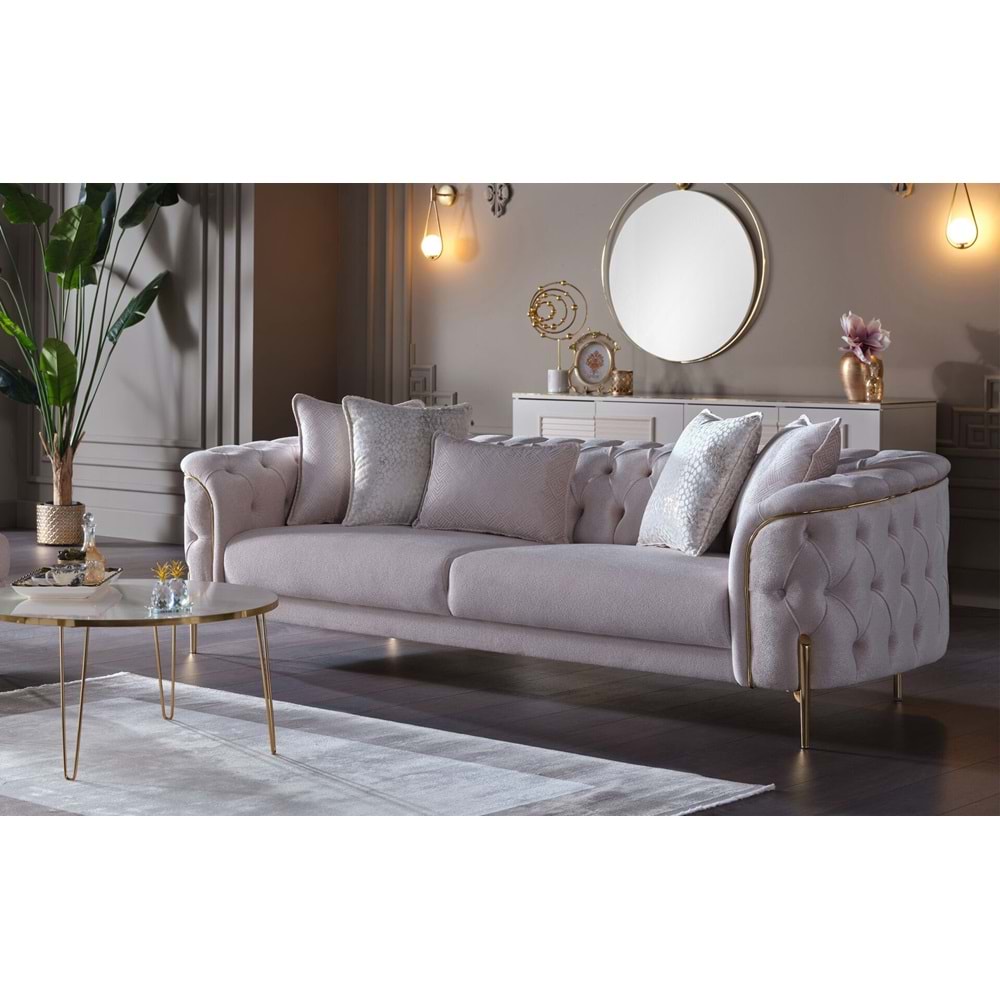 MONDI DOLCE GOLD ÜÇLÜ KOLTUK FRIDA KREM DÜZ