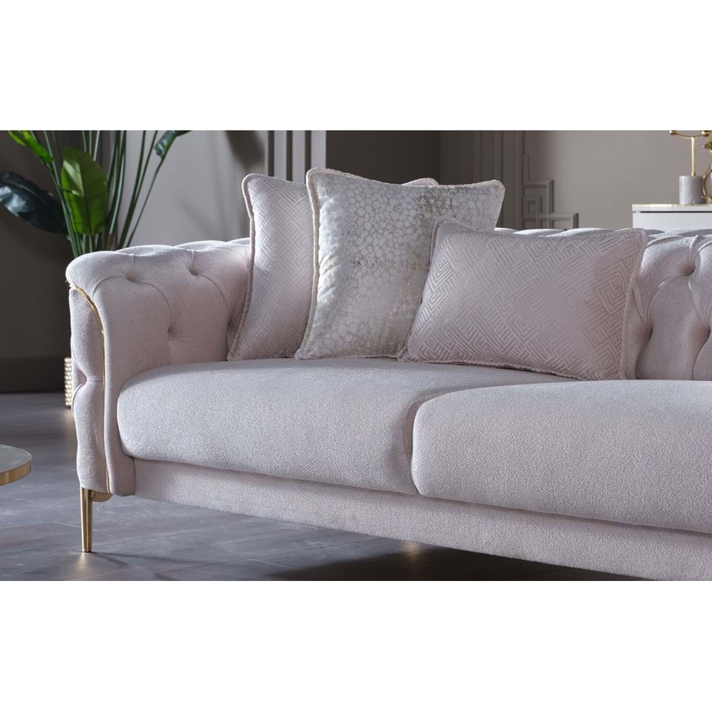 MONDI DOLCE GOLD ÜÇLÜ KOLTUK FRIDA KREM DÜZ