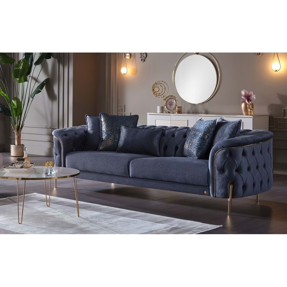 MONDI DOLCE GOLD ÜÇLÜ KOLTUK SAX MAVİ