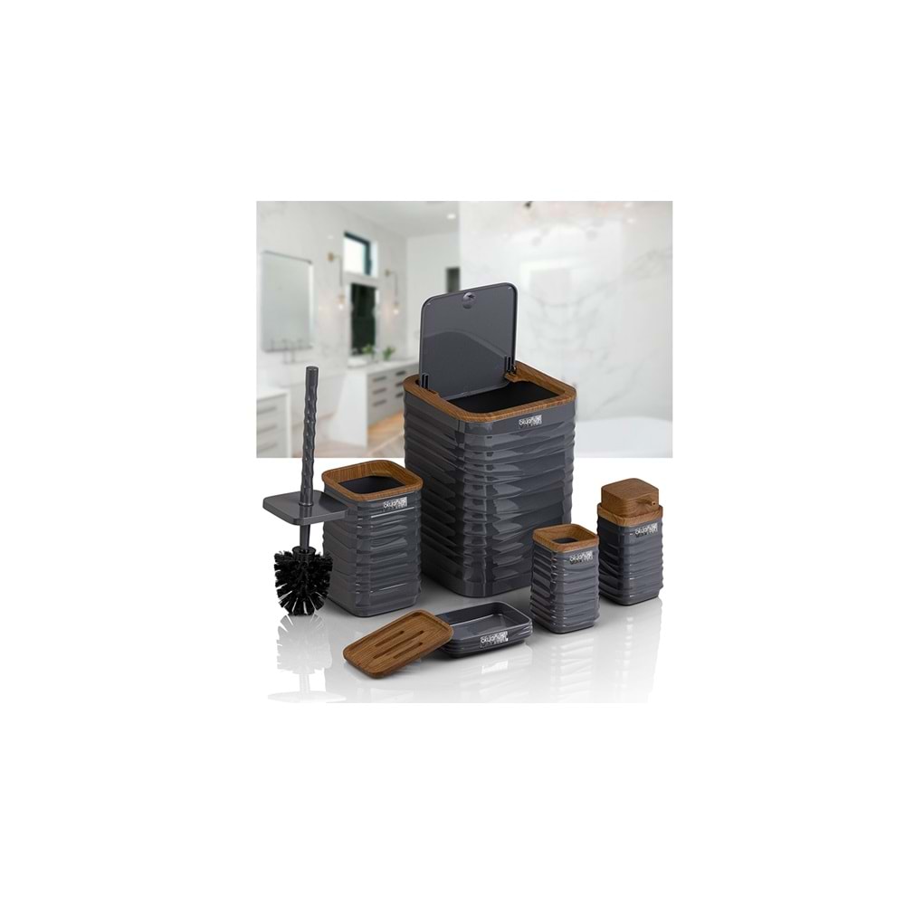 BANYO SETİ LUNA AHŞAP ANTRASİT