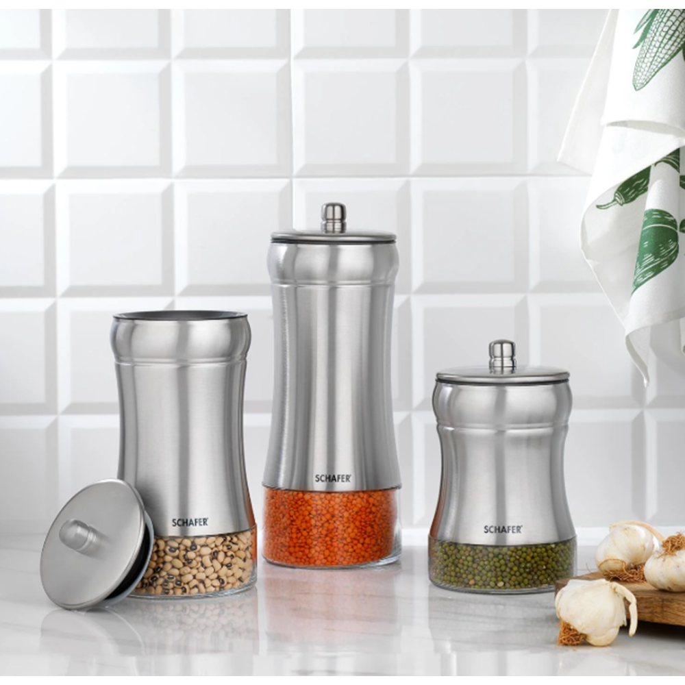 SCHAFER RETRO 3 BOY KAVANOZ SETİ İNOX