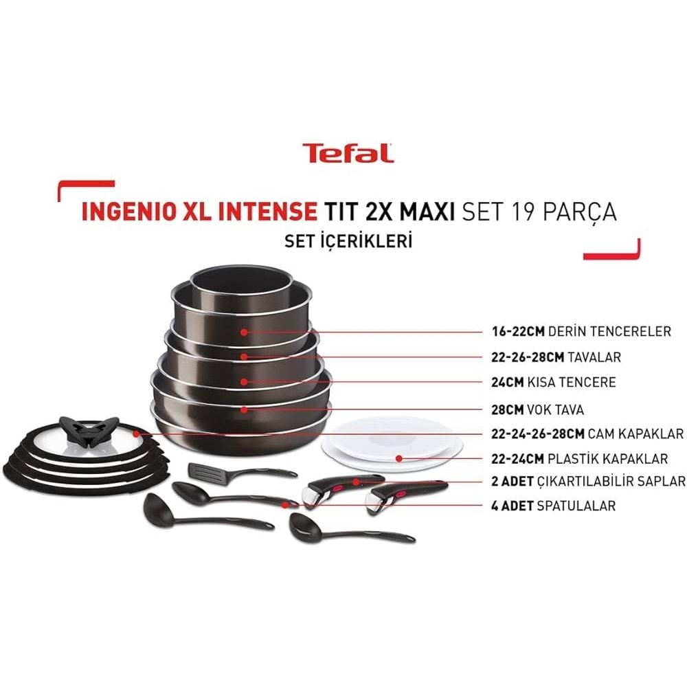 TEFAL INGENIO XL INTENSE TİTANYUM 2X MAXİ SET 19 PARÇA
