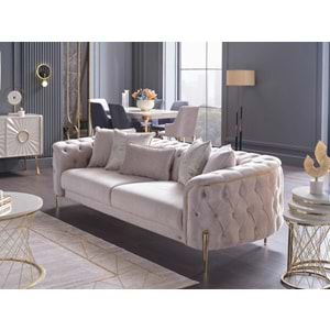 MONDI DOLCE GOLD ÜÇLÜ KOLTUK FRIDA KREM DÜZ