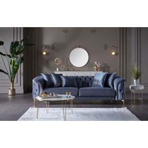 MONDI DOLCE GOLD ÜÇLÜ KOLTUK SAX MAVİ