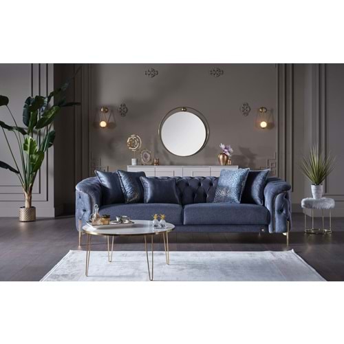 MONDI DOLCE GOLD ÜÇLÜ KOLTUK SAX MAVİ