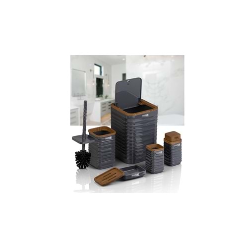 BANYO SETİ LUNA AHŞAP ANTRASİT