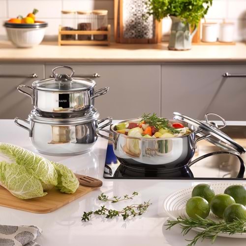 SCHAFER COOKHAUS ÇELİK TENCERE SETİ-6 PARÇA