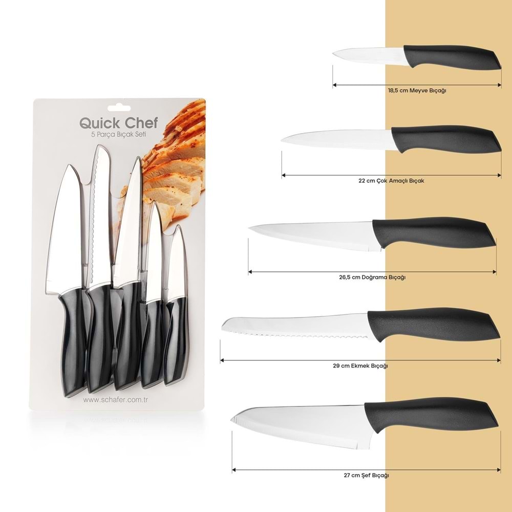 SCHAFER QUICK CHEF BIÇAK SETİ SİYAH