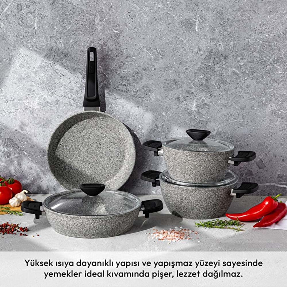 EMSAN FORTIS GRANİT 7 PARÇA TENCERE SETİ