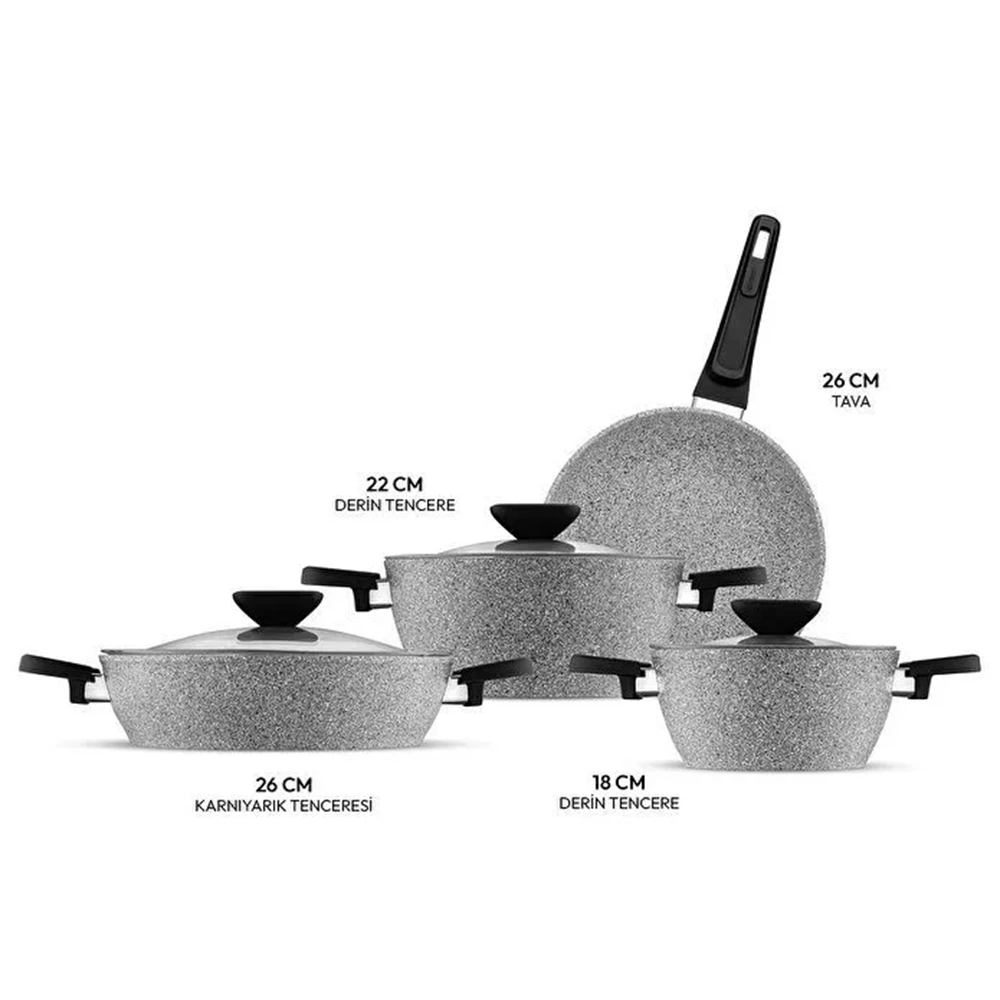EMSAN FORTIS GRANİT 7 PARÇA TENCERE SETİ